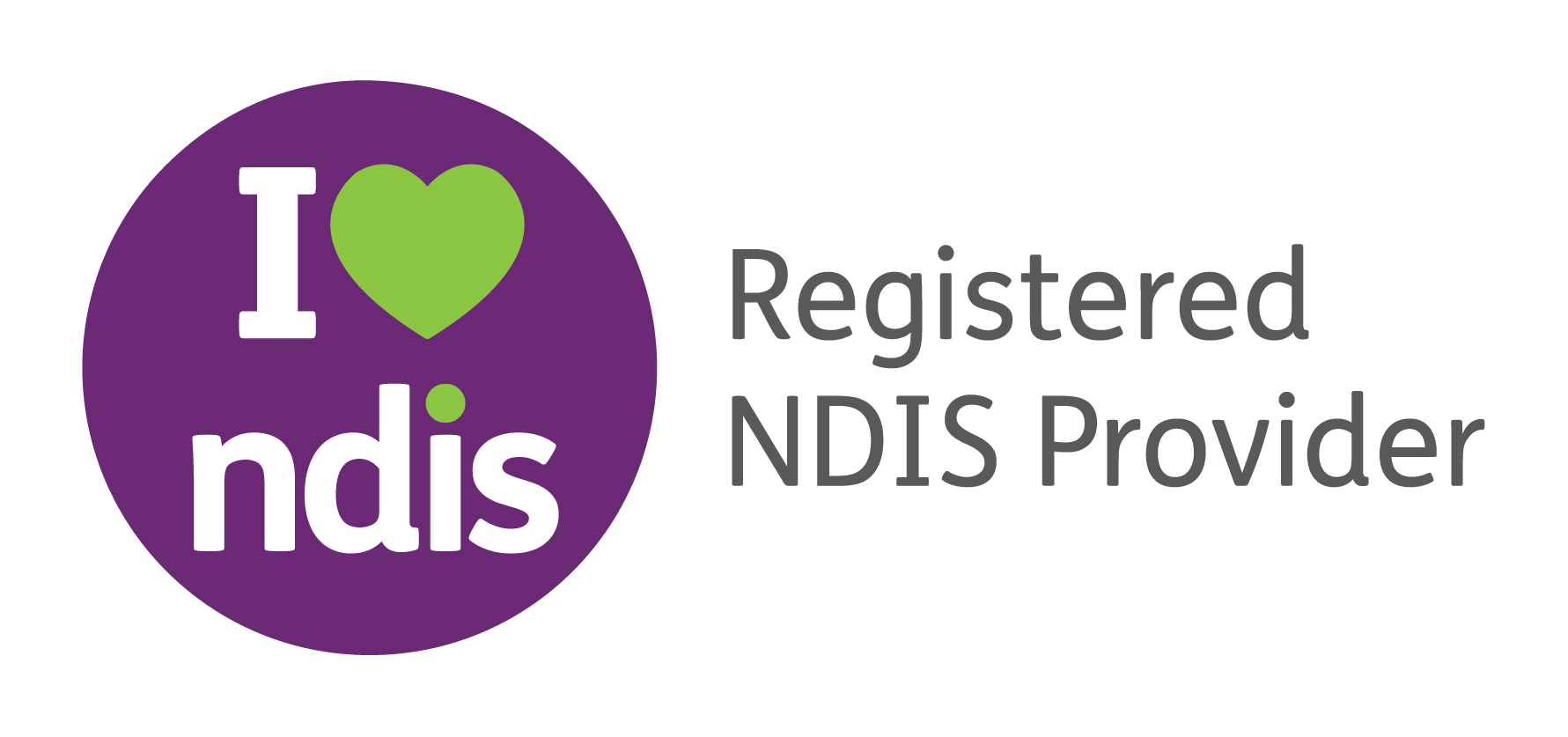 I heart NDIS Registered provider logo - Long